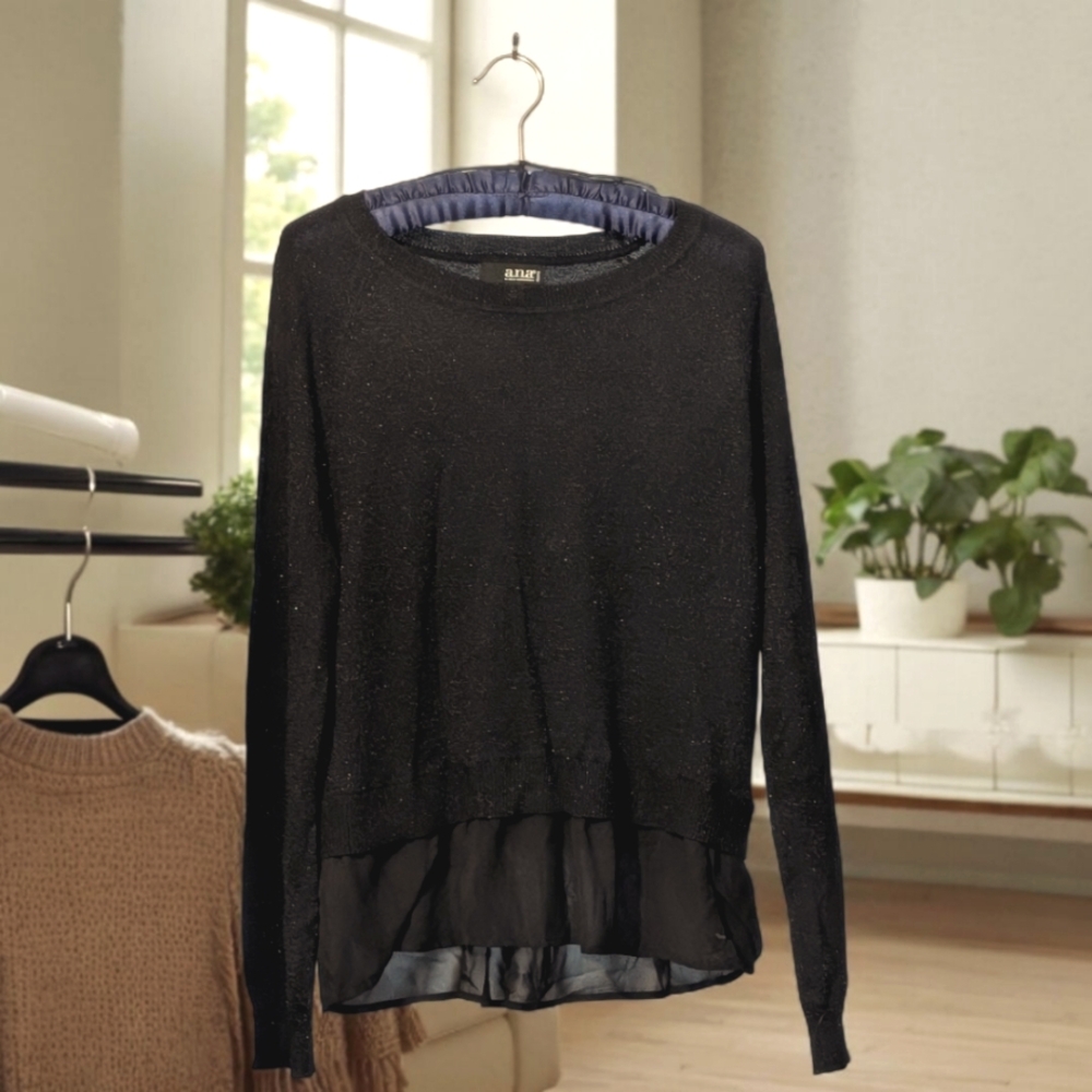 Sheeny Medium Petite Black Blouse